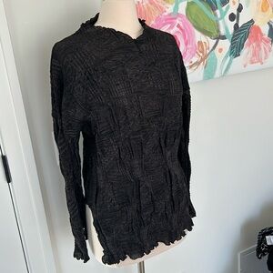 ONA by Yoon Chung size S Pucker wool rayon high neck side slit top